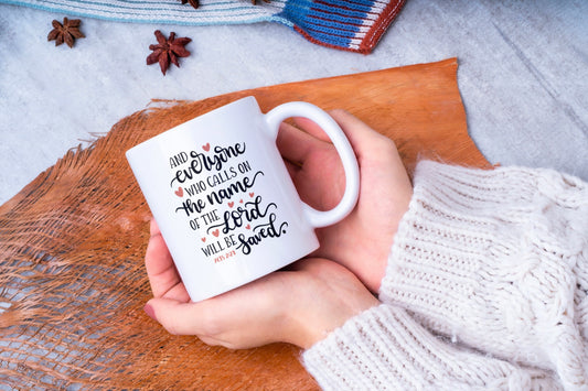 Acts 2:21-Ceramic Scripture Verse Mug