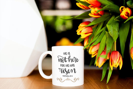 Matthew 28:6-Ceramic Scripture Verse Mug