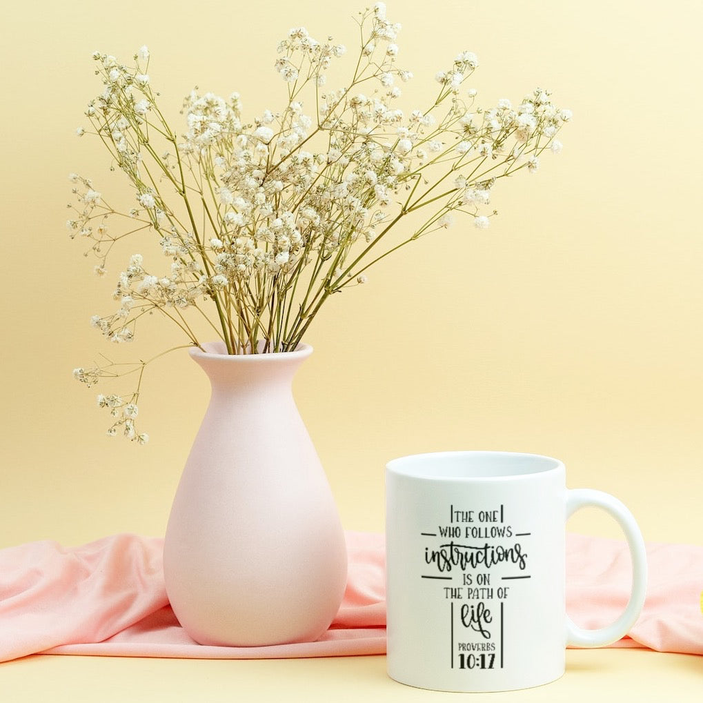 Proverbs 10:17-Ceramic Scripture Verse Mug