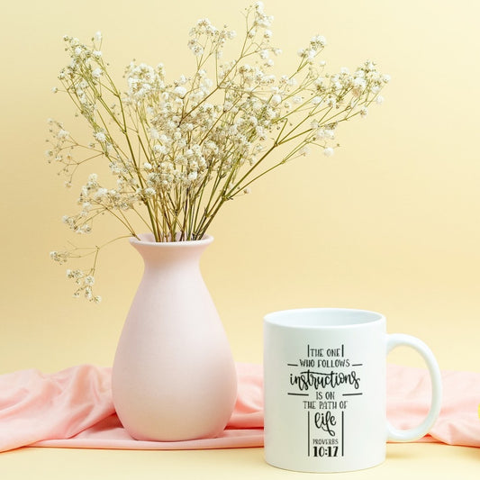 Proverbs 10:17-Ceramic Scripture Verse Mug